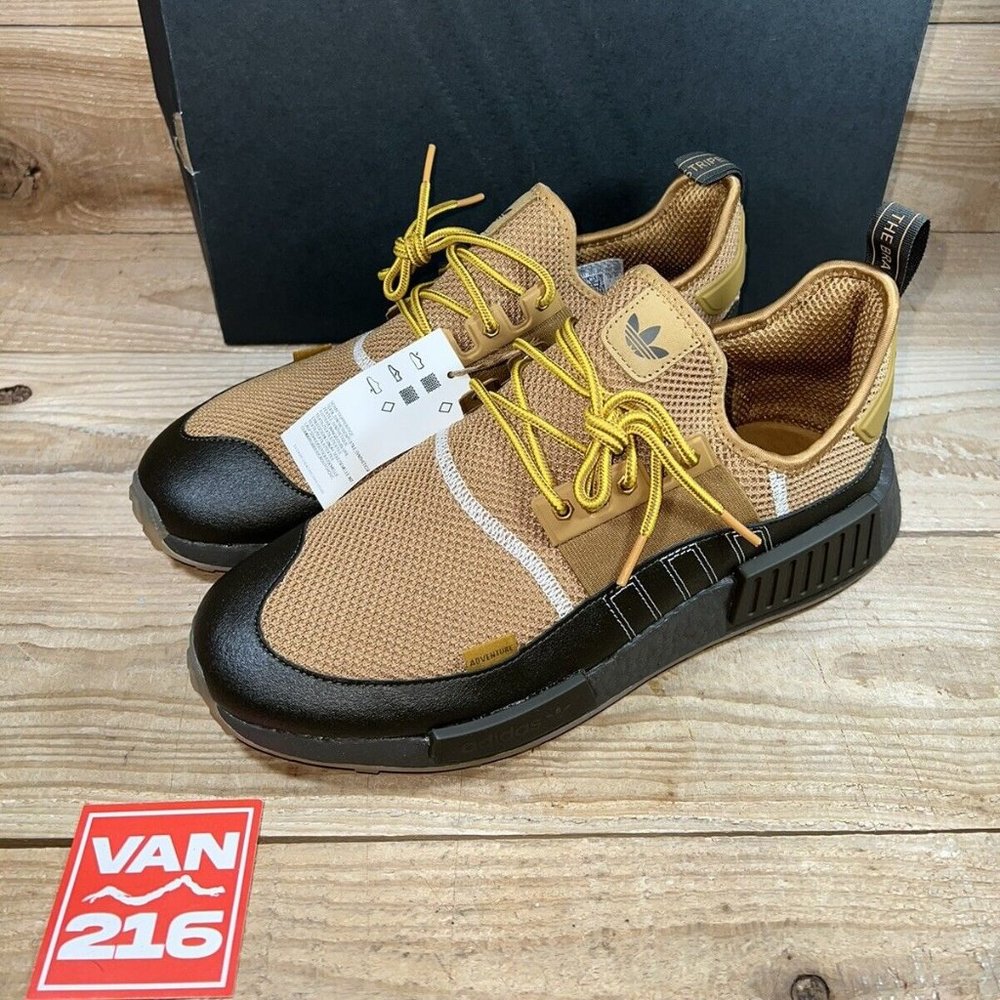 NEW: Adidas Men's NMD R1 Trail Shoes Brown Cream White GZ4614